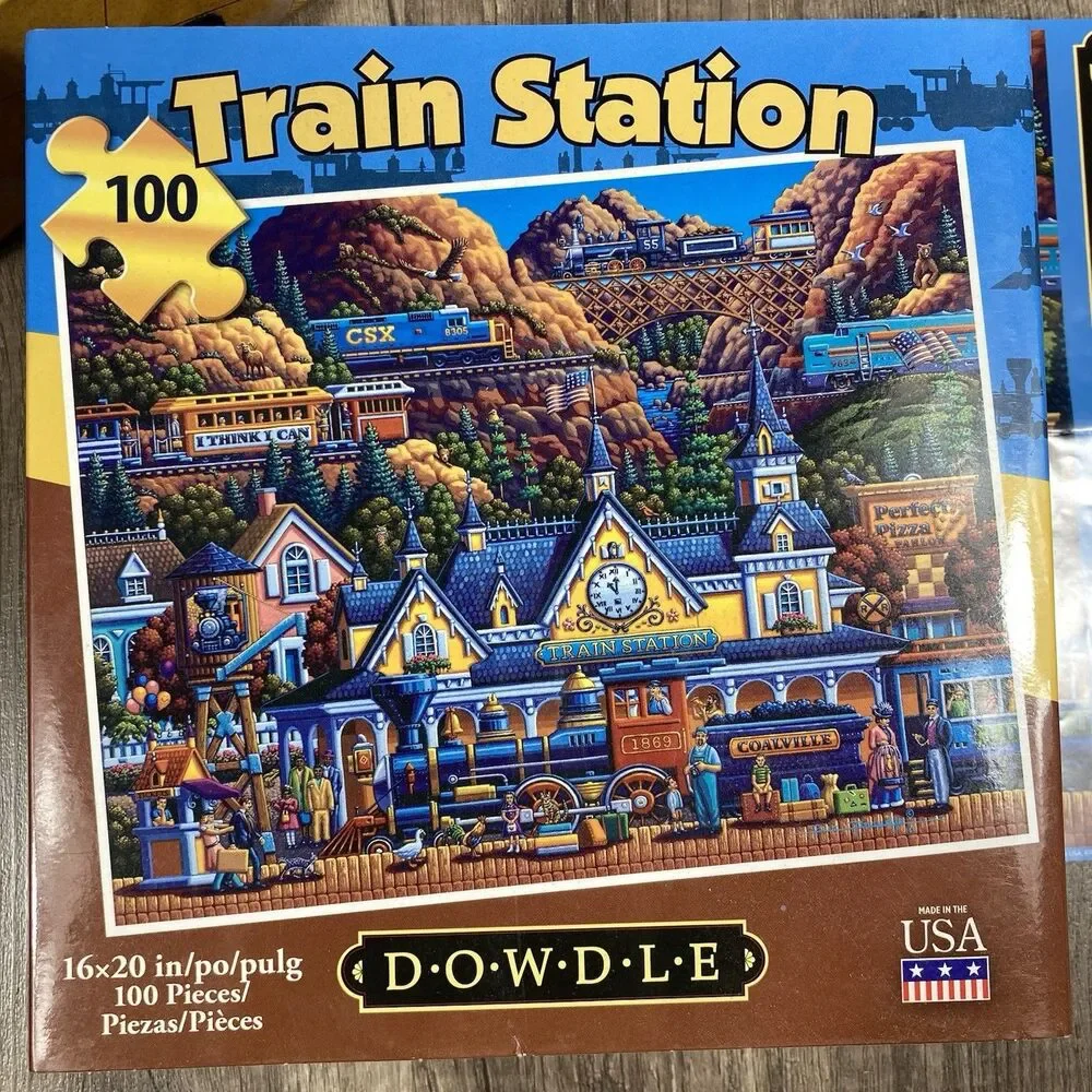 Lot of 3 Dowdle Puzzles Train Station Three Bears & Christmas Delivery 100-1000
